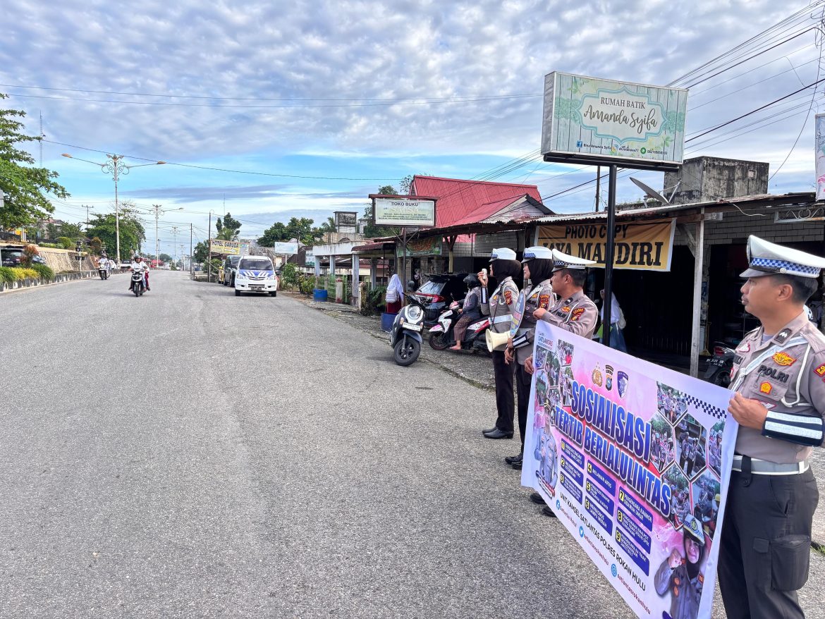 Sat Lantas Polres Rohul Gencarkan Penling, Ajak Masyarakat Tertib Berlalu Lintas Dan Cegah Gangguan Kamtibmas