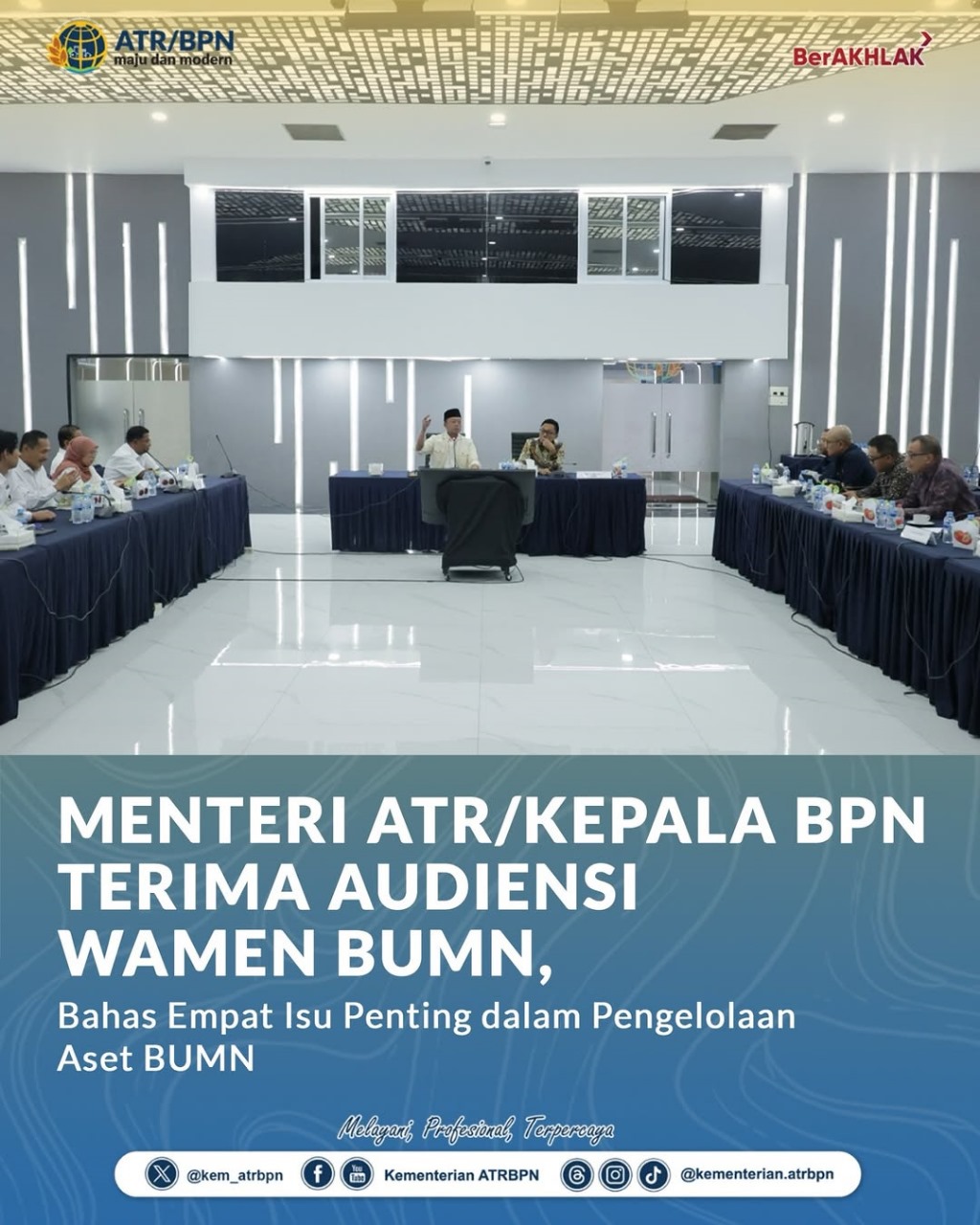 Menteri ATR/Kepala BPN terima Audiensi Wamen BUMN, Bahas Empay Isu Penting dalam Pengelolaan Aset BUMN