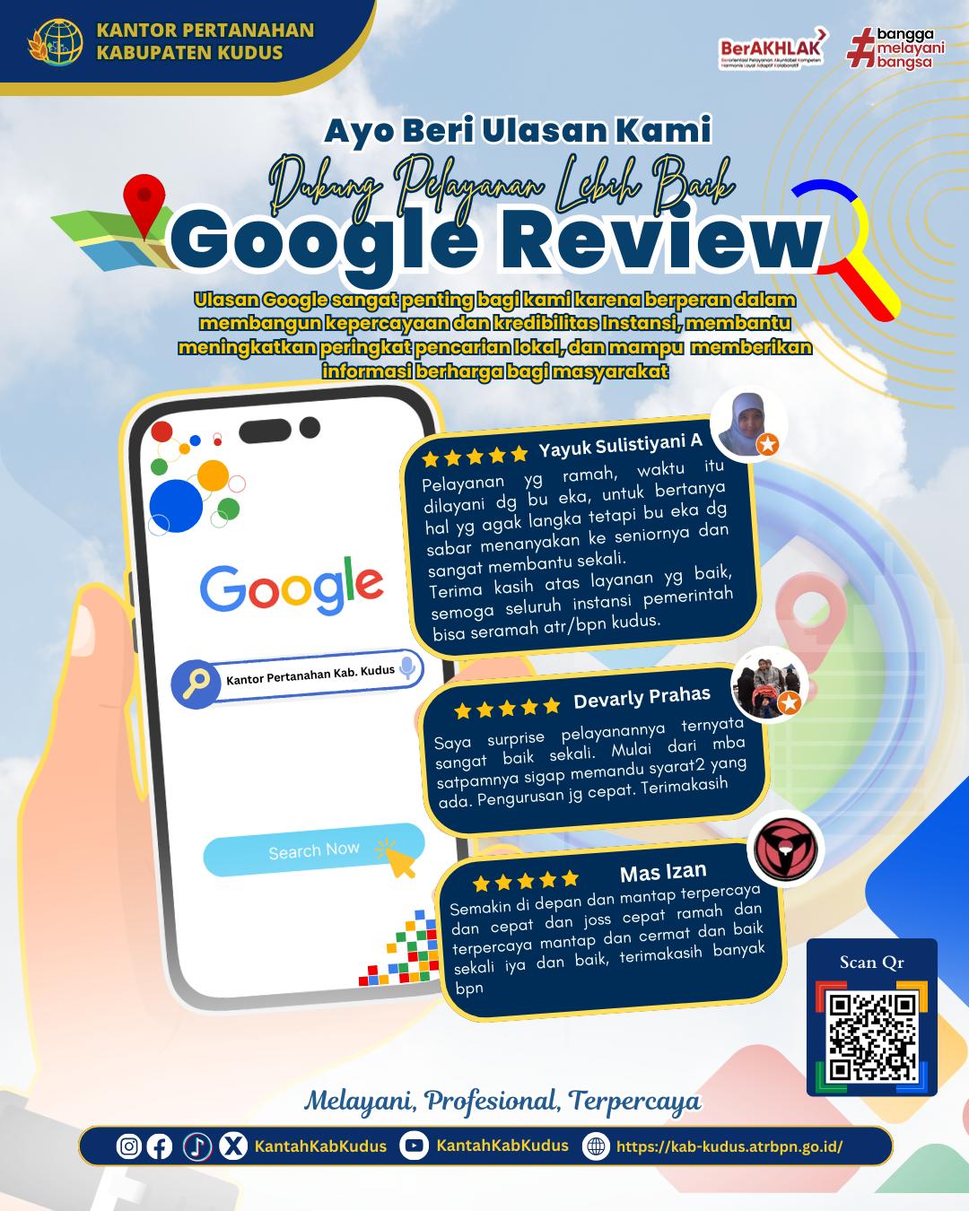 Ayo Beri Ulasan di Google Review – Dukung Pelayanan Lebih Baik pada Kantor Pertanahan Kabupaten Kudus!