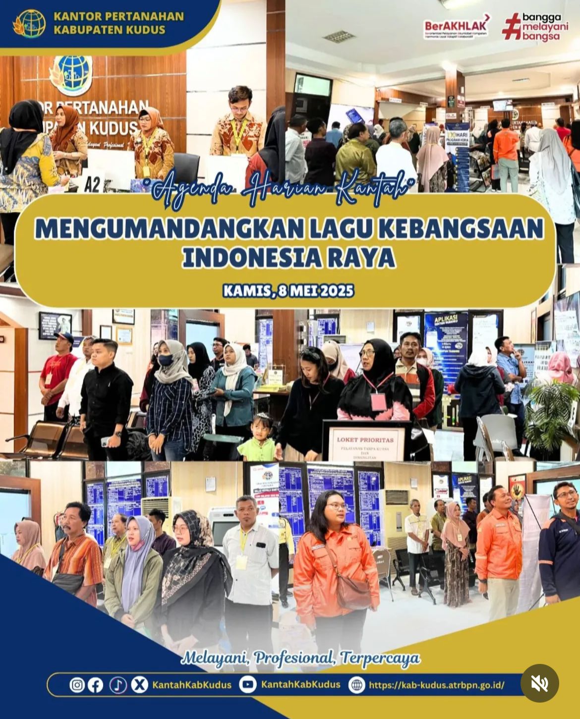 Lagu Indonesia Raya secara serentak dikumandangkan pada Lingkungan Kantor Pertanahan Kabupaten Kudus