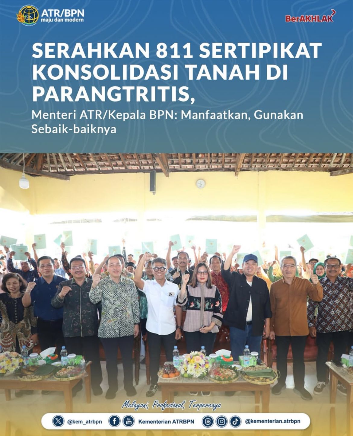 Serahkan 811 Sertipikat Konsolidasi Tanah di Parangtritis, Menteri ATR/Kepala BPN: Manfaatkan, Gunakan Sebaik-baiknya⁸