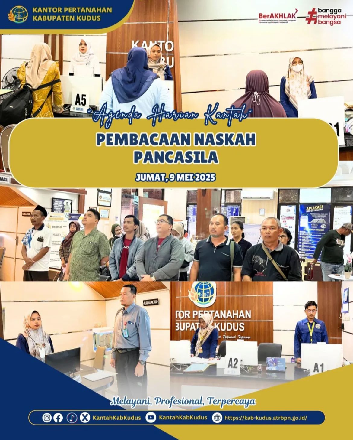 Pembacaan Naskah Pancasila, Wujudkan Sikap Nasionalisme terus dipertahankan di Kantor Pertanahan Kabupaten Kudus