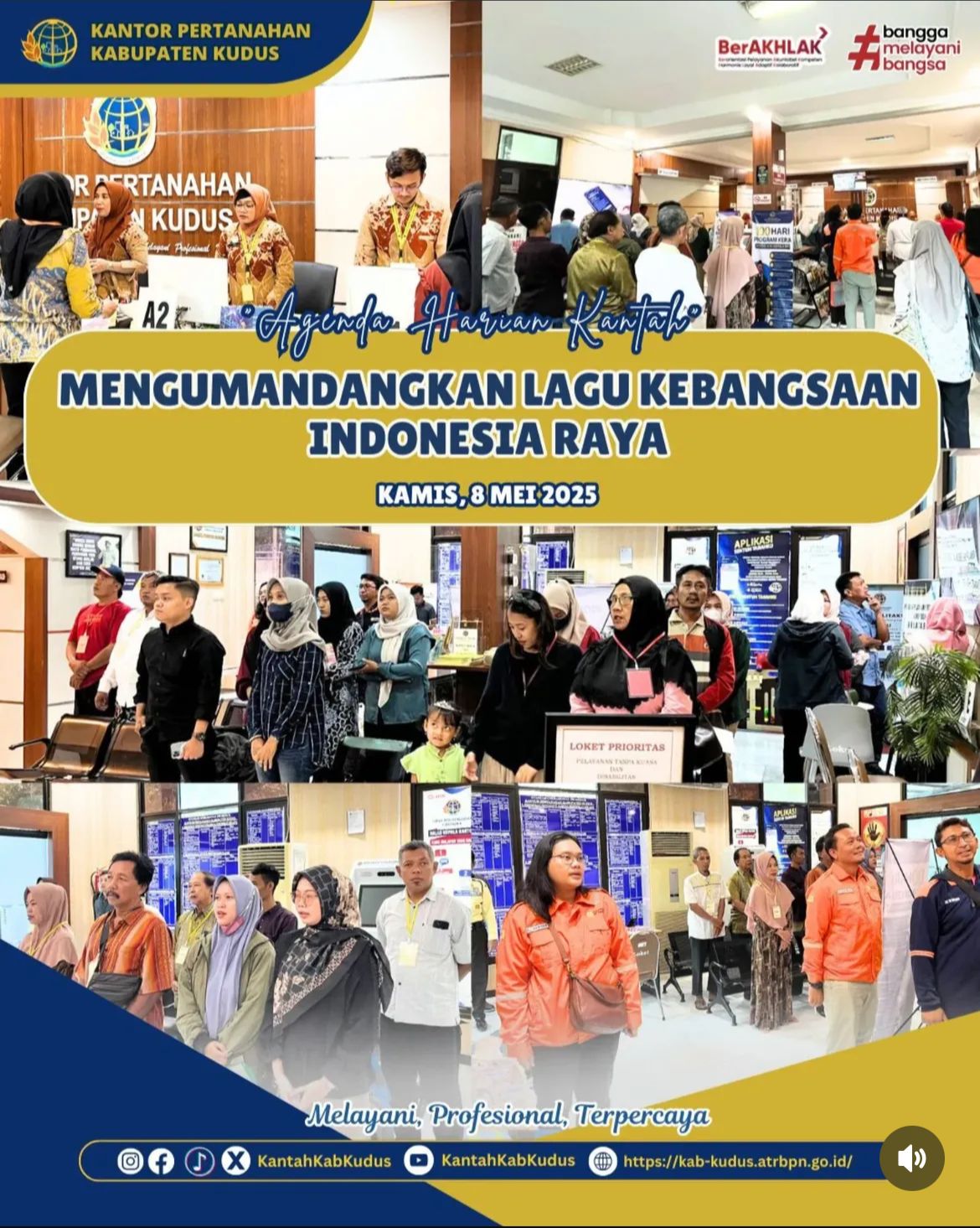 Mengumandangkan Lagu Kebangsaan Indonesia Raya secara Kompak di Lingkungan Kantor Pertanahan Kabupaten Kudus