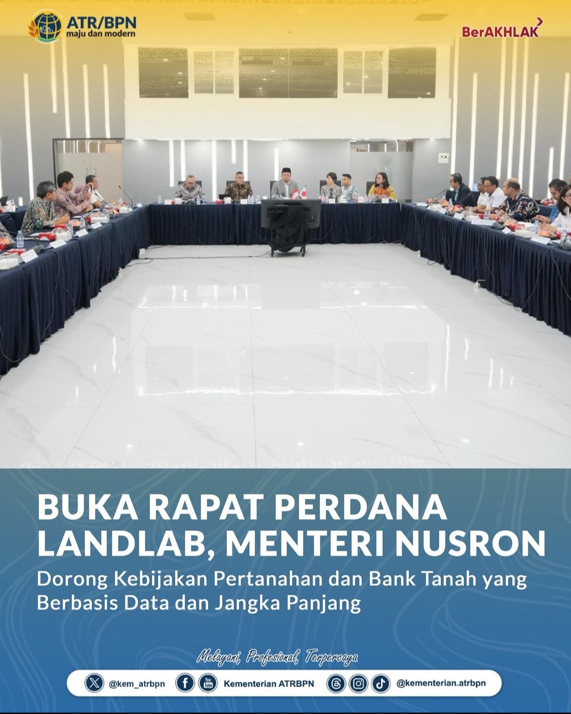 Buka Rapat Perdana Landlab, Menteri Nusron Dorong Kebijakan Pertanahan dan Bank Tanah yang Berbasis Data dan Jangka Panjang