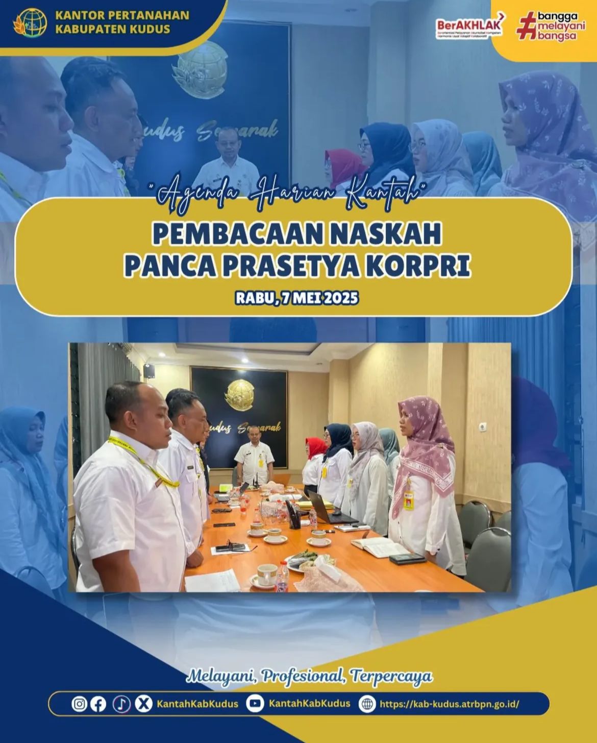 Pembacaan Panca Prasetya Korpri disetiap Hari Rabu bertujuan untuk menanamkan kembali nilai-nilai dasar Aparatur Sipil Negara (ASN)