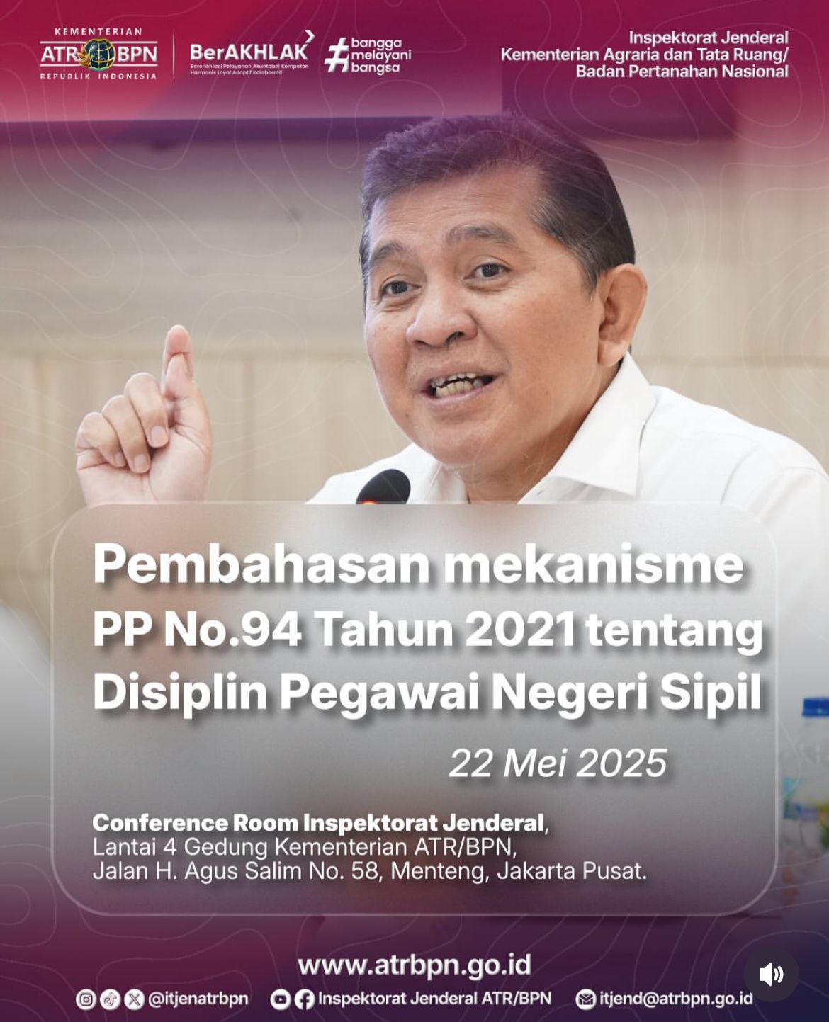 Pembahasan Mekanisme PP. No. 94 Tahun 2021 tentang Disiplin Pegawai Negeri Sipil oleh Inspektorat Jenderal Kementerian ATR/BPN