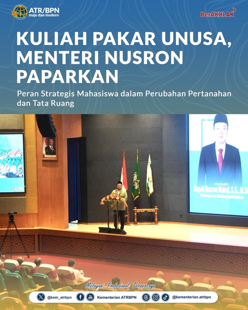 Kuliah Pakar Unusa, Menteri Nusron Paparkan Peran Strategis Mahasiswa dalam Perubahan Pertanahan dan Tata Ruang