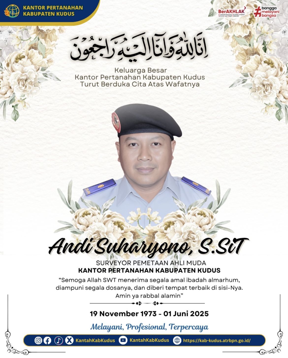 Keluarga Besar Kantor Pertanahan Kabupaten Kudus Berduka