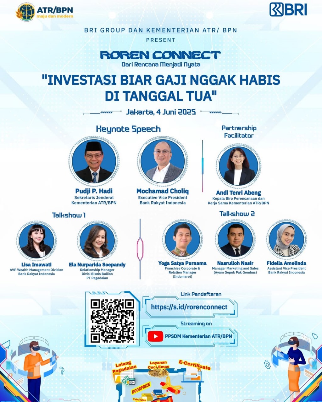 Info Webinar BRI dan Kementerian ATR/BPN mempersembahkan: kegiatan Literasi Keuangan menarik dan penting dengan tema: “Investasi Biar Gaji Nggak Habis di Tanggal Tua”
