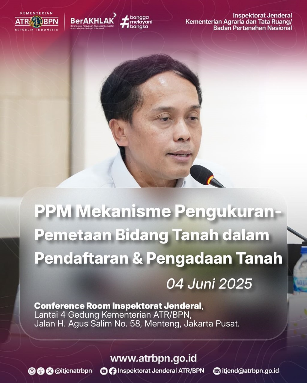Inspektorat Jenderal Kementerian Agraria dan Tata Ruang/Badan Pertanahan Nasional (ATR/BPN) menyelenggarakan Pelatihan Pengembangan Mandiri (PPM) dengan tema “Mekanisme Pengukuran dan Pemetaan Bidang Tanah dalam Pendaftaran dan Pengadaan Tanah
