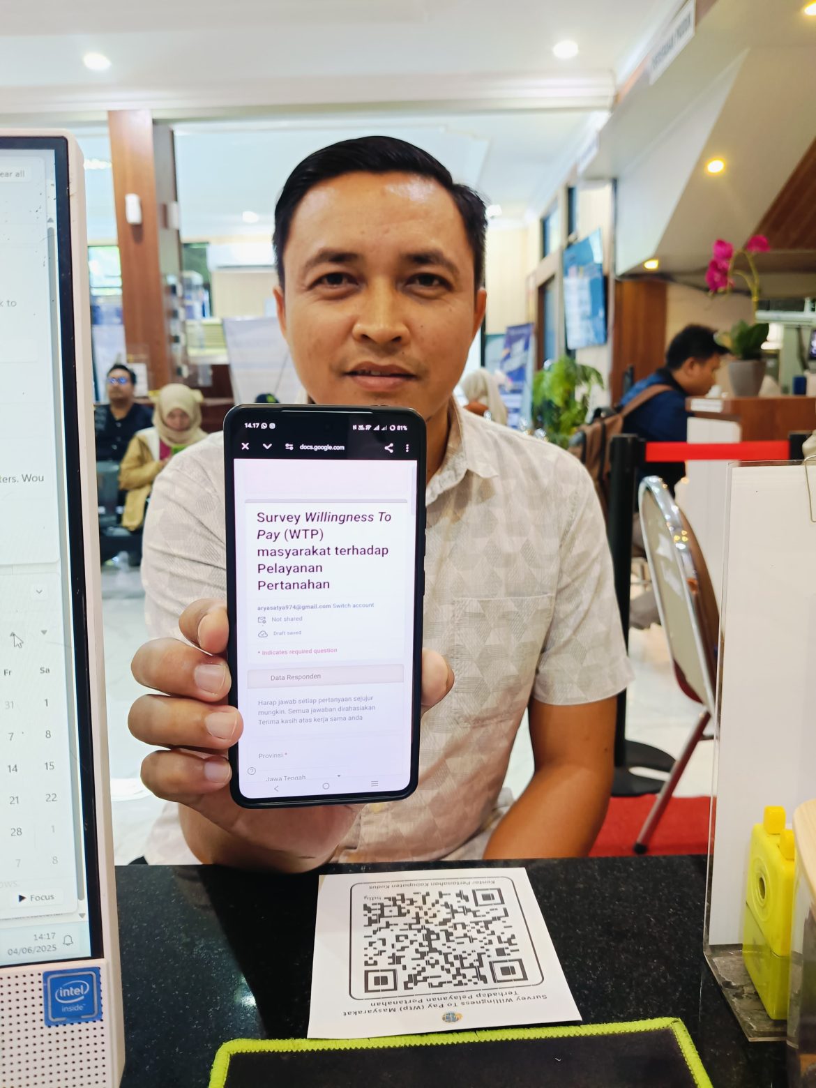 Pelaksanaan survei Willingness to Pay (WTP) terhadap revisi tarif pelayanan Pertanahan berdasarkan PP Nomor 128 Tahun 2015 di Kantor Pertanahan Kabupaten Kudus