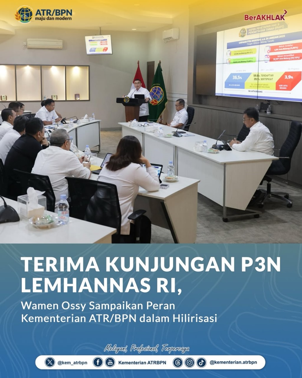 Terima Kunjungan P3N Lemhanas Republik Indonesia, Wamen ossy sampaikan Peran Kementerian ATR/BPN dalam Hilirisasi