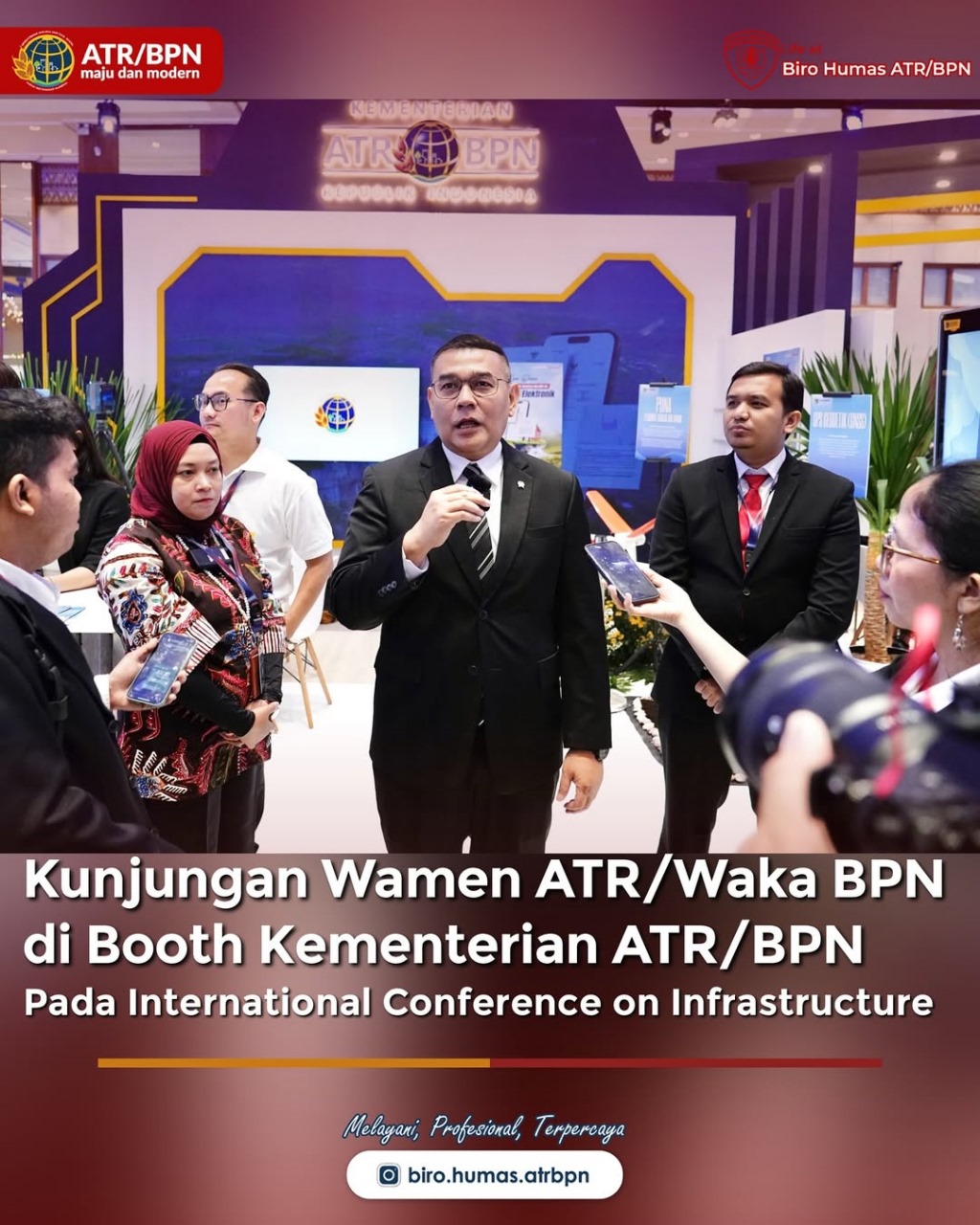 Kunjungan Wamen ATR/Waka BPN di Booth Kementerian ATR/BPN pada International Conference on Infrastructure