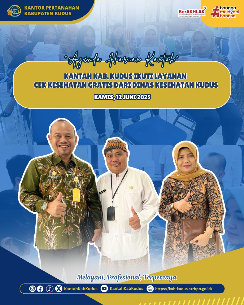Kantor Pertanahan Kabupaten Kudus Ikuti Layanan Cek Kesehatan Gratis dari Dinas Kesehatan Kudus
