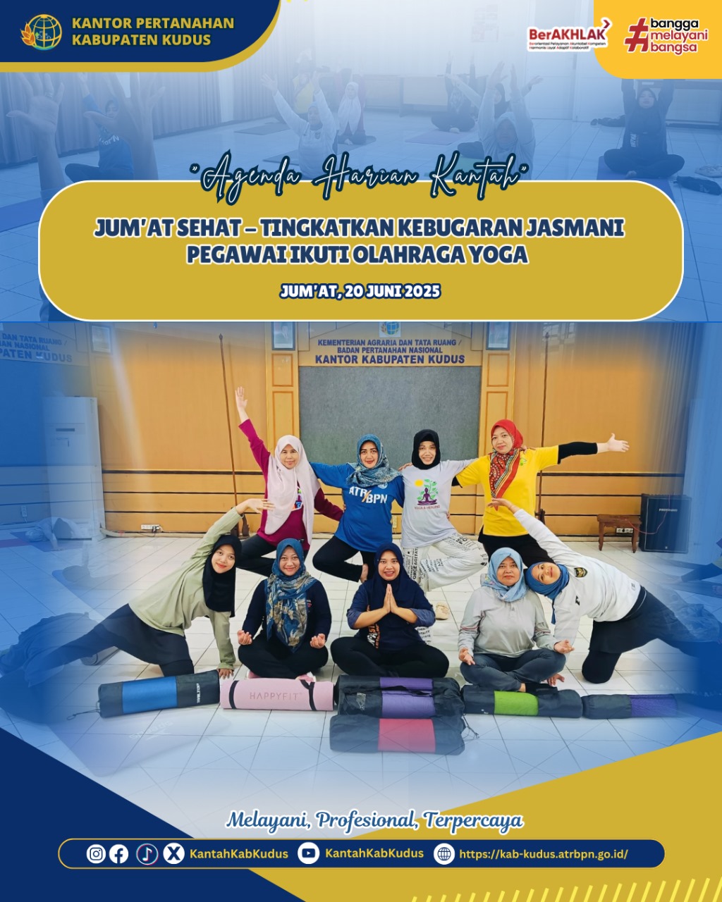 Jum’at Sehat, Tingkatkan Kebugaran Jasmani Pegawai Kantor Pertanahan Kabupaten Kudus Ikuti Olahraga Yoga