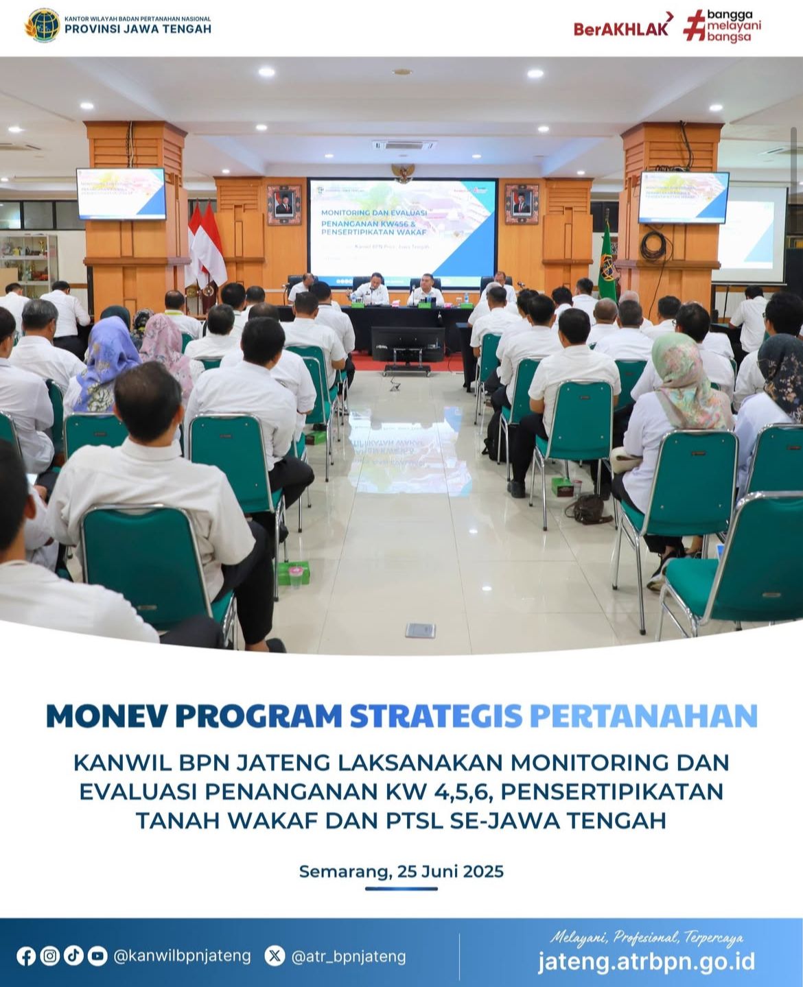 Monev Program Strategis Pertanahan, Kanwil BPN Jateng Laksanakan Monitoring dan Evaluasi Penanganan KW 4,5,6 Pensertipikatan Tanah Wakaf dan PTSL Se-Jawa Tengah