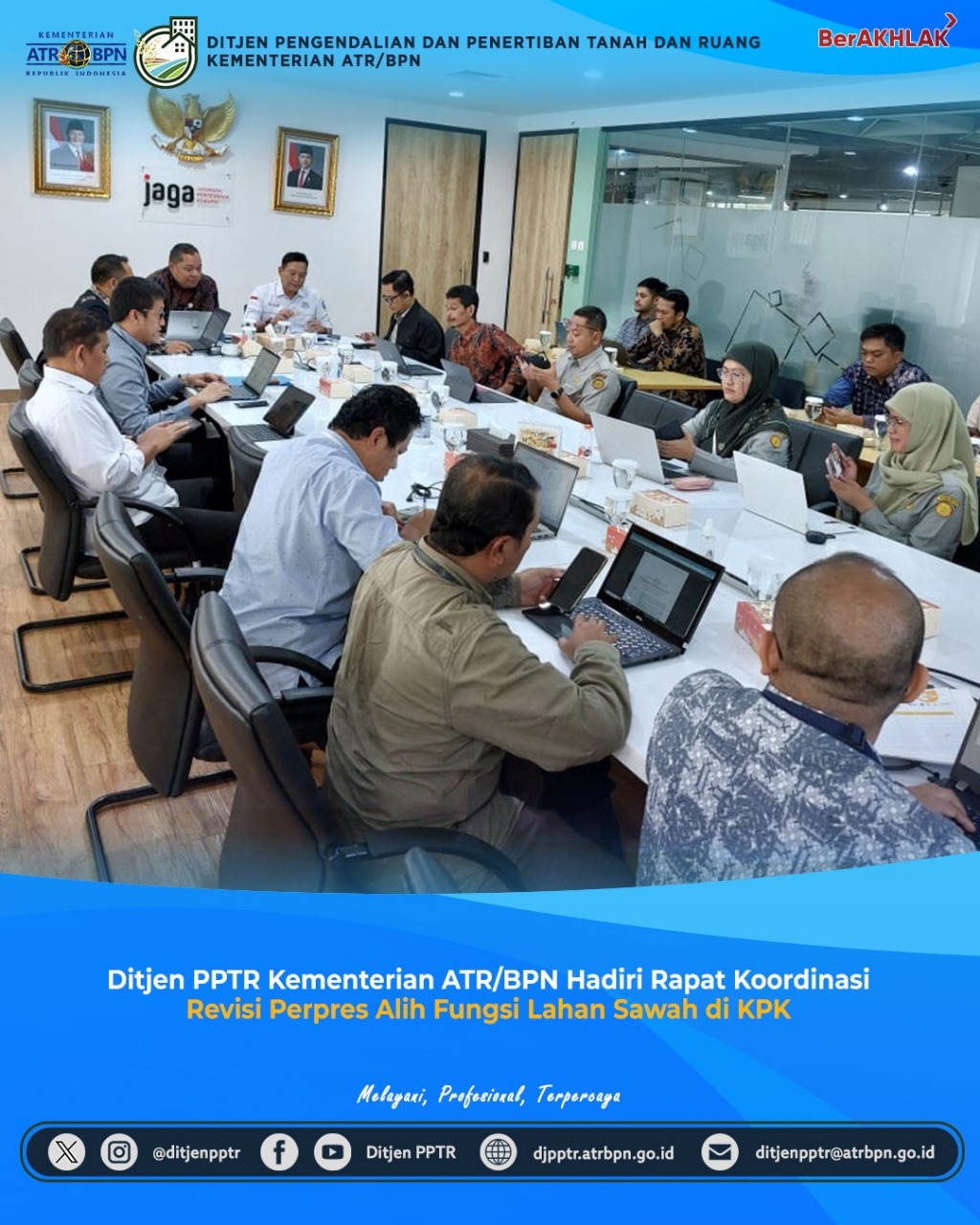 Direktorat Jenderal Pengendalian dan Penertiban Tanah dan Ruang (PPTR) Kementerian Agraria dan Tata Ruang/Badan Pertanahan Nasional (ATR/BPN), Hadiri Rapat Koordinasi Revisi Perpres Alih Fungsi Lahan Sawah di KPK