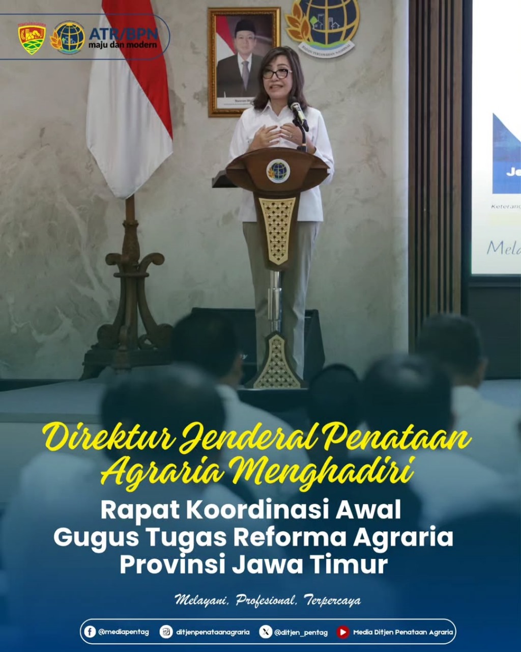 Direktur Jenderal Penataan Agraria Kementerian ATR/BPN Menghadiri Rapat Koordinasi Awal Gugus Tugas Reforma Agraria Provinsi Jawa Timur