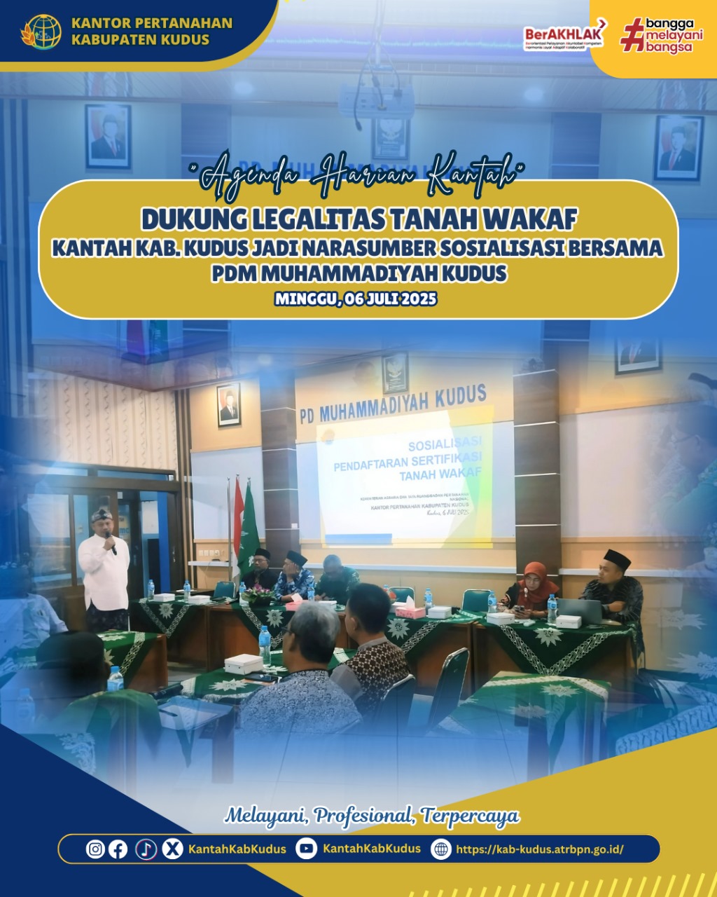 Dukung Legalitas Tanah Wakaf, Kantor Pertanahan Kabupaten Kudus Jadi Narasumber Sosialisasi Bersama PDM Muhammadiyah Kudus