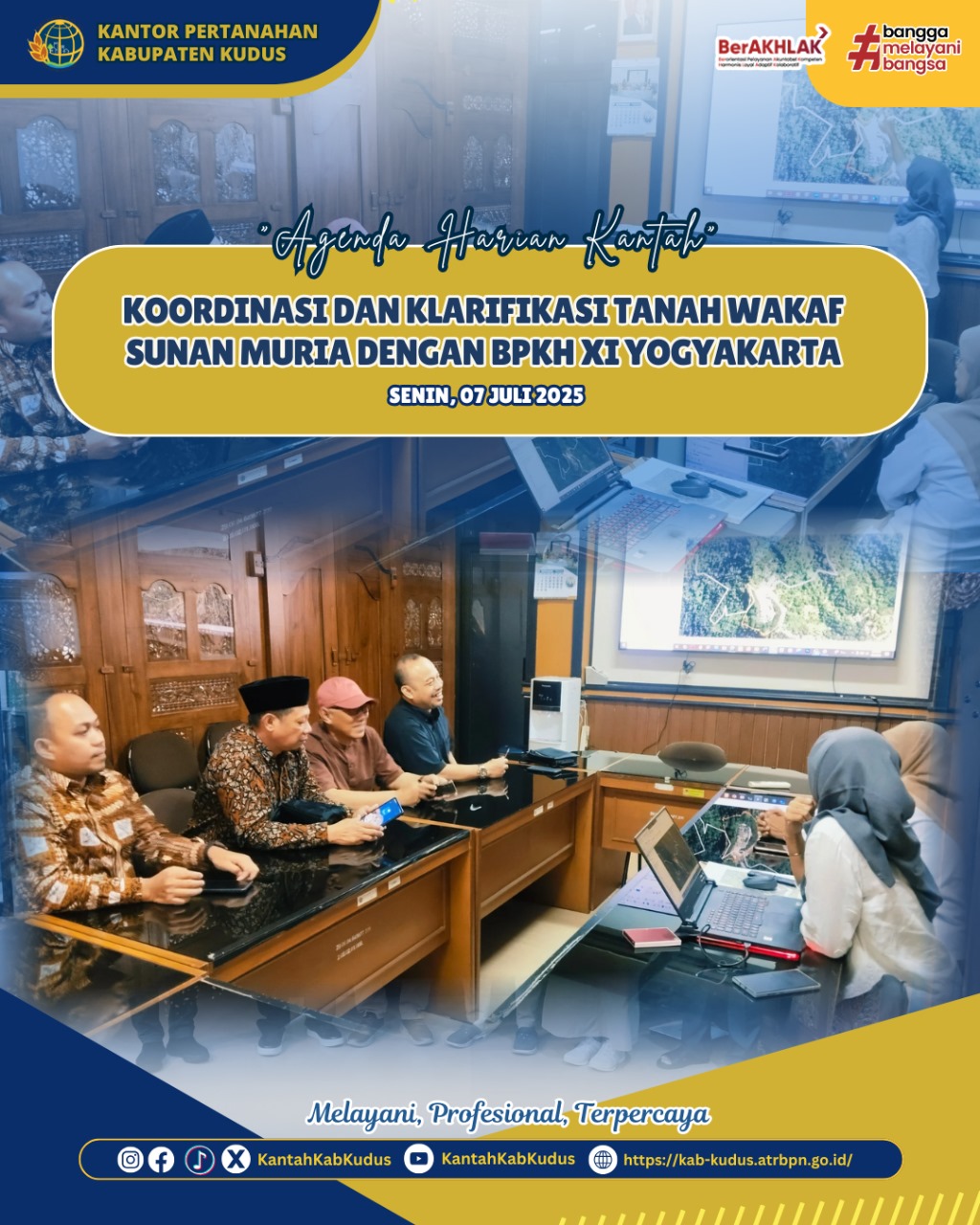 Kantor Pertanahan Kabupaten Kudus laksanakan Koordinasi dan Klarifikasi Tanah Wakaf Sunan Muria dengan BPKH XI Yogyakarta