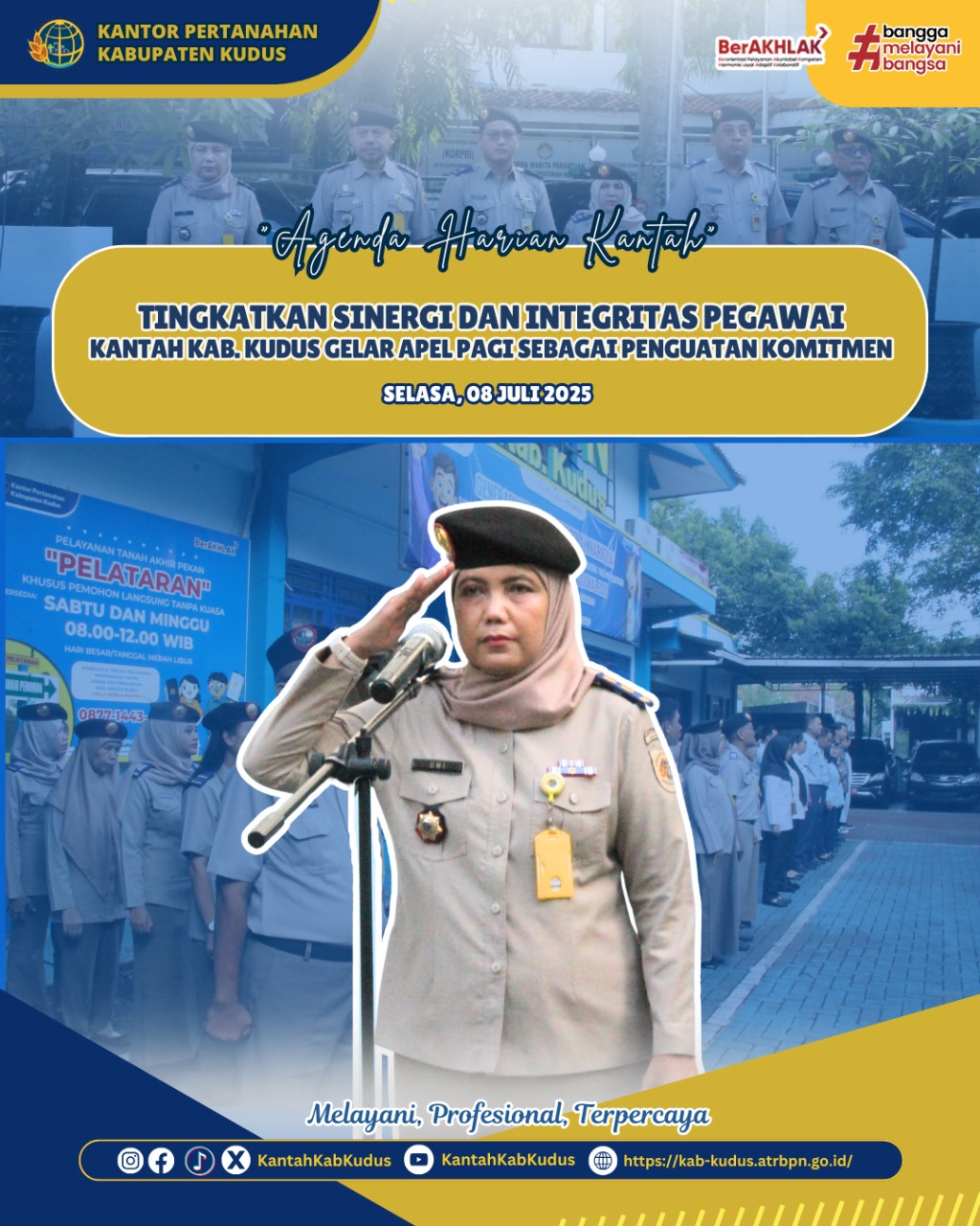 Tingkatkan Sinergi dan integritas Pegawai, kantor Pertanahan Kabupaten Kudus Gelar Apel Pagi Sebagai Penguatan Komitmen Bersama