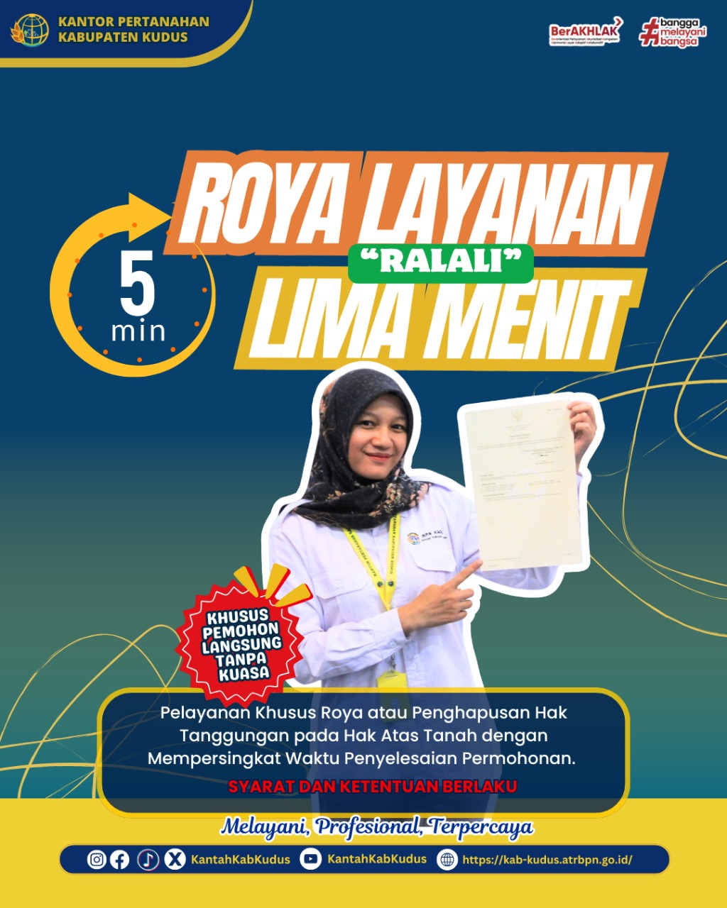 Inovasi Layanan RALALI “Roya Layanan Lima Menit” telah di Terapkan pada Kantor Pertanahan Kabupaten Kudus