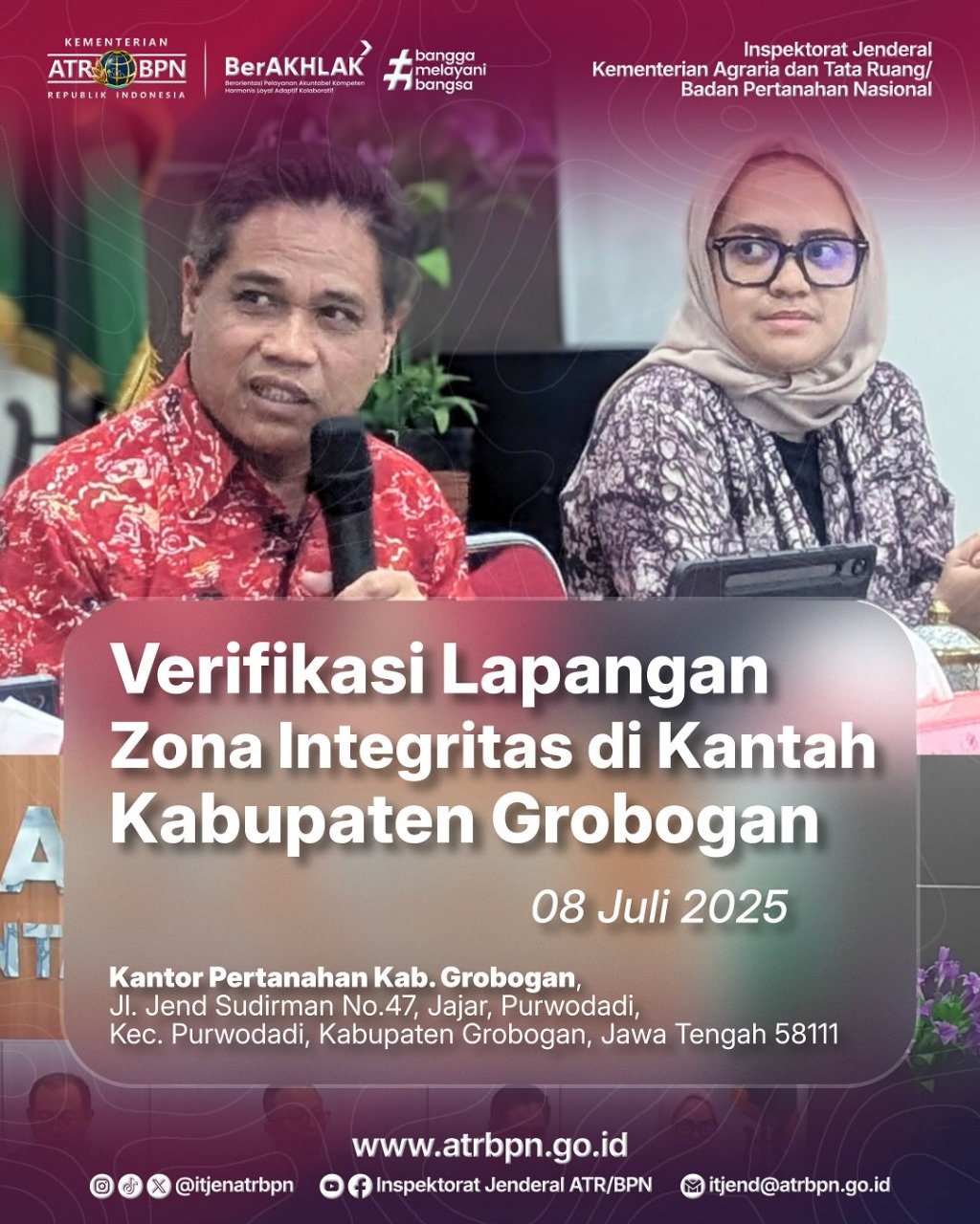 Verifikasi Lapangan Zona Integritas di Kantor Pertanahan Kabupaten Grobogan