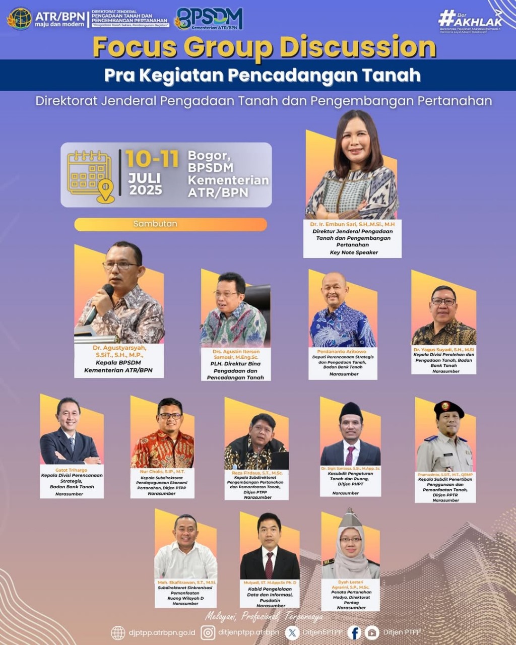 Ditjen PTPP menyelenggarakan Focus Group Discussion dengan tema Pra Kegiatan Pencadangan Tanah dengan tujuan untuk merumuskan proses strategis pencadangan tanah secara nasional, dalam rangka mendukung operasionalisasi Badan Bank Tanah