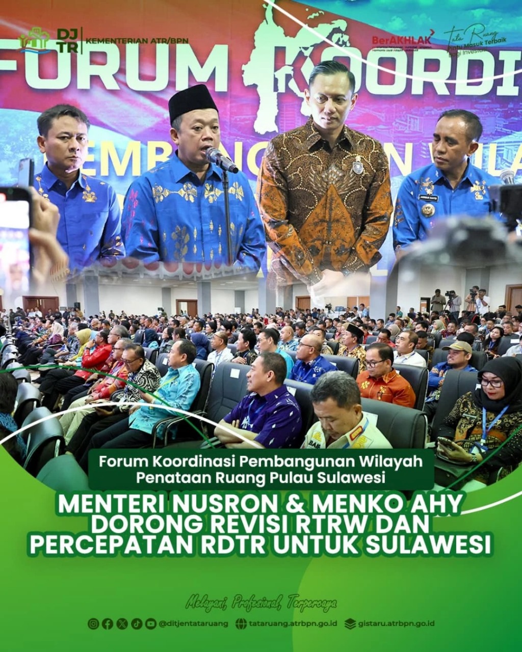 Menteri Nusron dan Menko AHY Dorong Revisi RTRW dan Percepatan RDTR Untuk Sulawesi