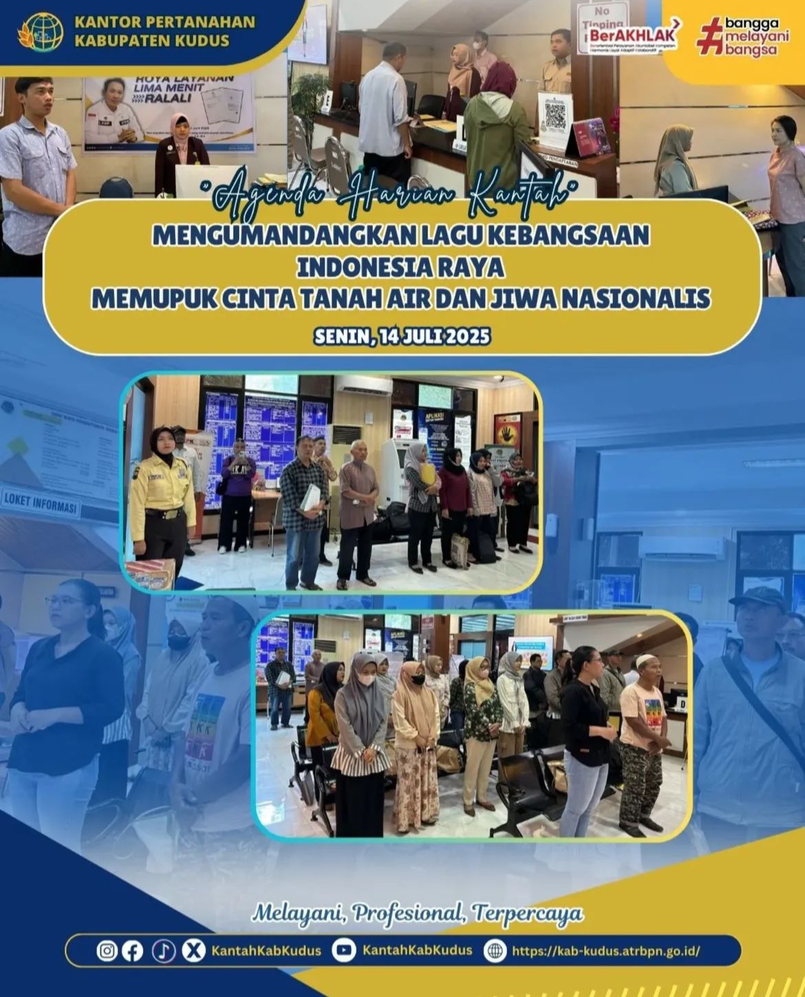 Mengumandangkan Lagu Kebangsaan Indonesia Raya Memupuk Cinta Tanah Air dan Jiwa Nasionalis di lingkungan Kantor Pertanahan Kabupaten Kudus