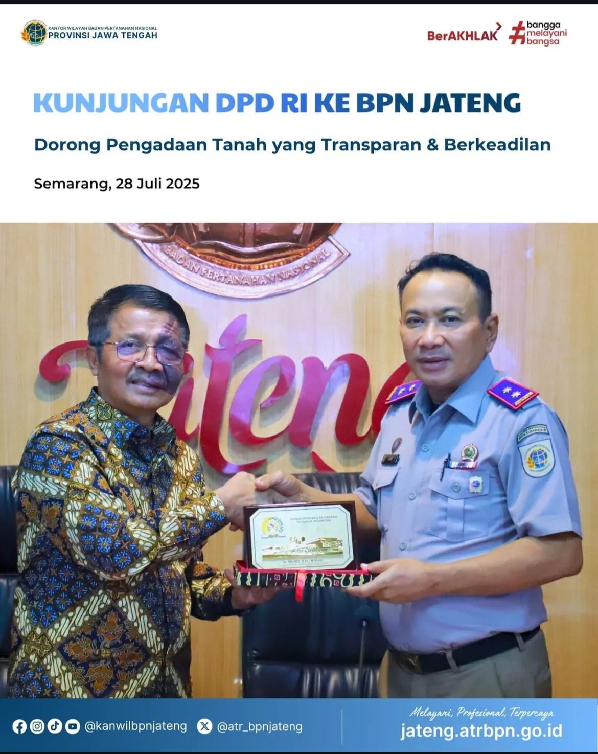 Jawa Tengah, Lampri, menerima kunjungan kerja Anggota DPD RI Provinsi Jawa Tengah