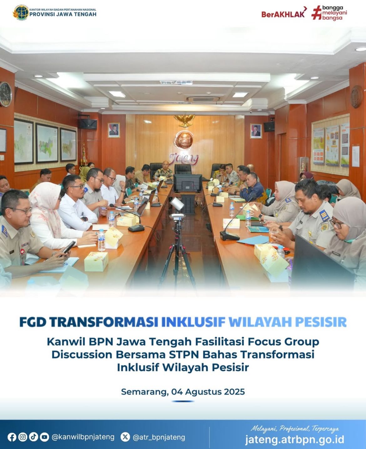 FGD Transformasi Inklusif Wilayah Pesisir, Kanwil BPN Jawa Tengah Fasilifasi Diskusi bersama STPN Bahas Transformasi Inklusif Wilayah Pesisir
