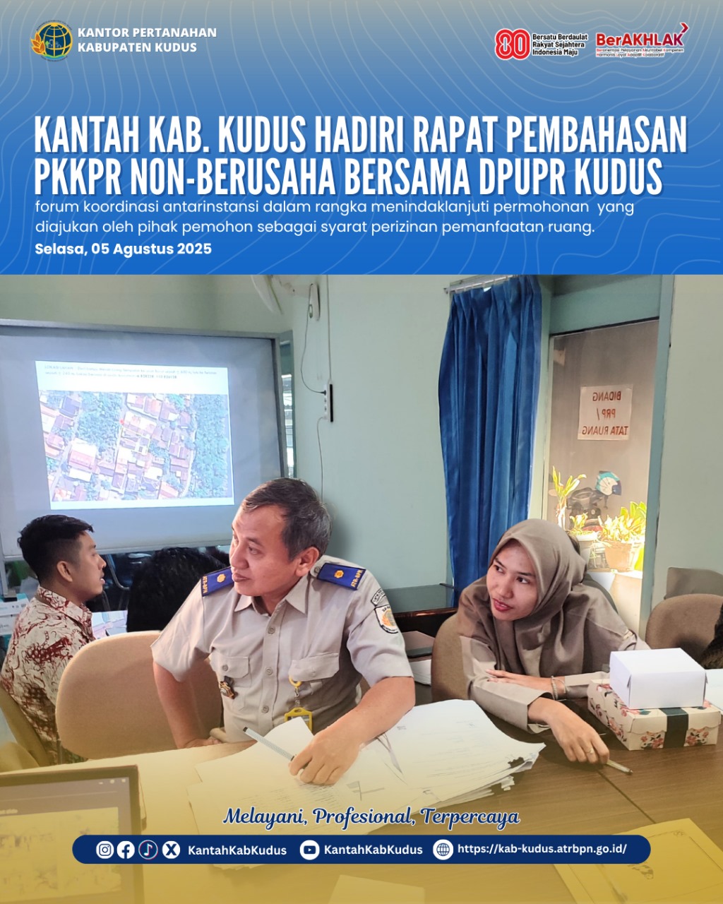 Kantor Pertanahan Kabupaten Kudus Hadiri Rapat Pembahasan PKKPR Non-Berusaha Bersama DPUPR Kudus