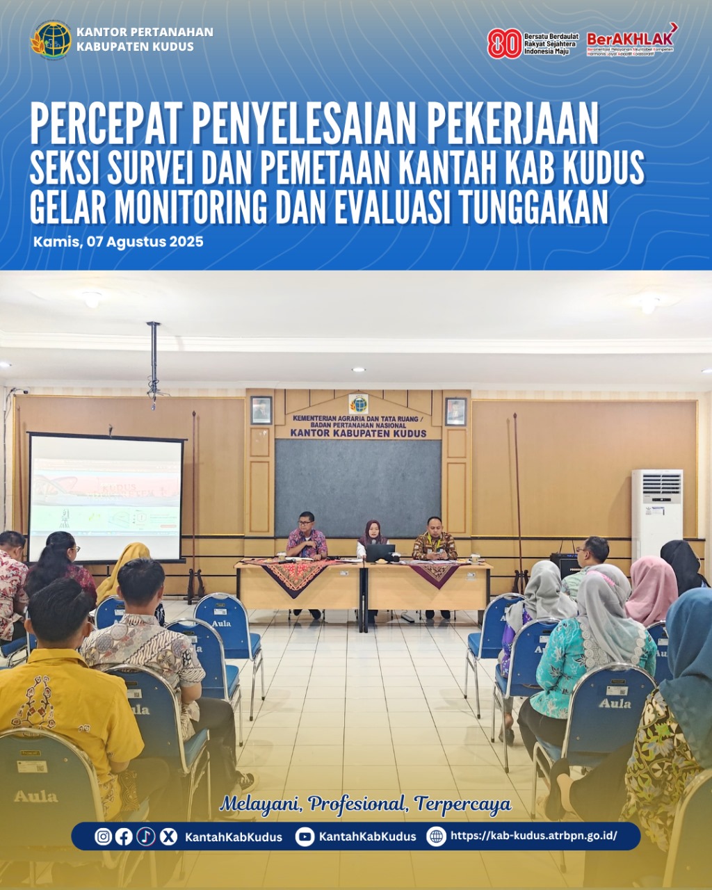 Percepat Penyelesaian Pekerjaan Seksi Survei dan pemetaan Kantor Pertanahan Kabupaten Kudus Gelar Monitoring dan Evaluasi Tunggakan
