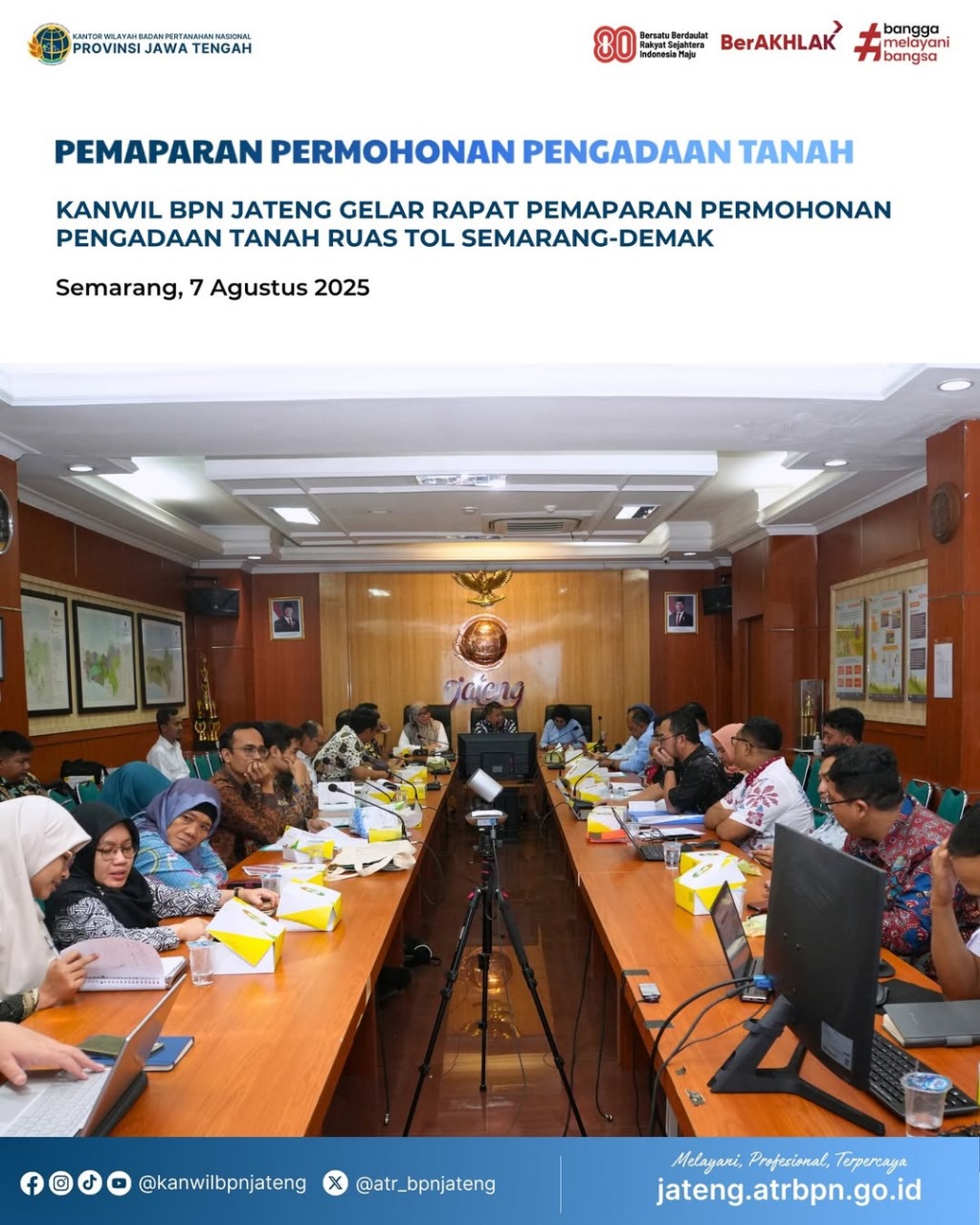 Pemaparan Permohonan Pengadaan Tanah, Kanwil BPN Jateng Gelar Rapat Pemaparan Permohonan Pengadaan Tanah Ruas Tol Semarang-Demak
