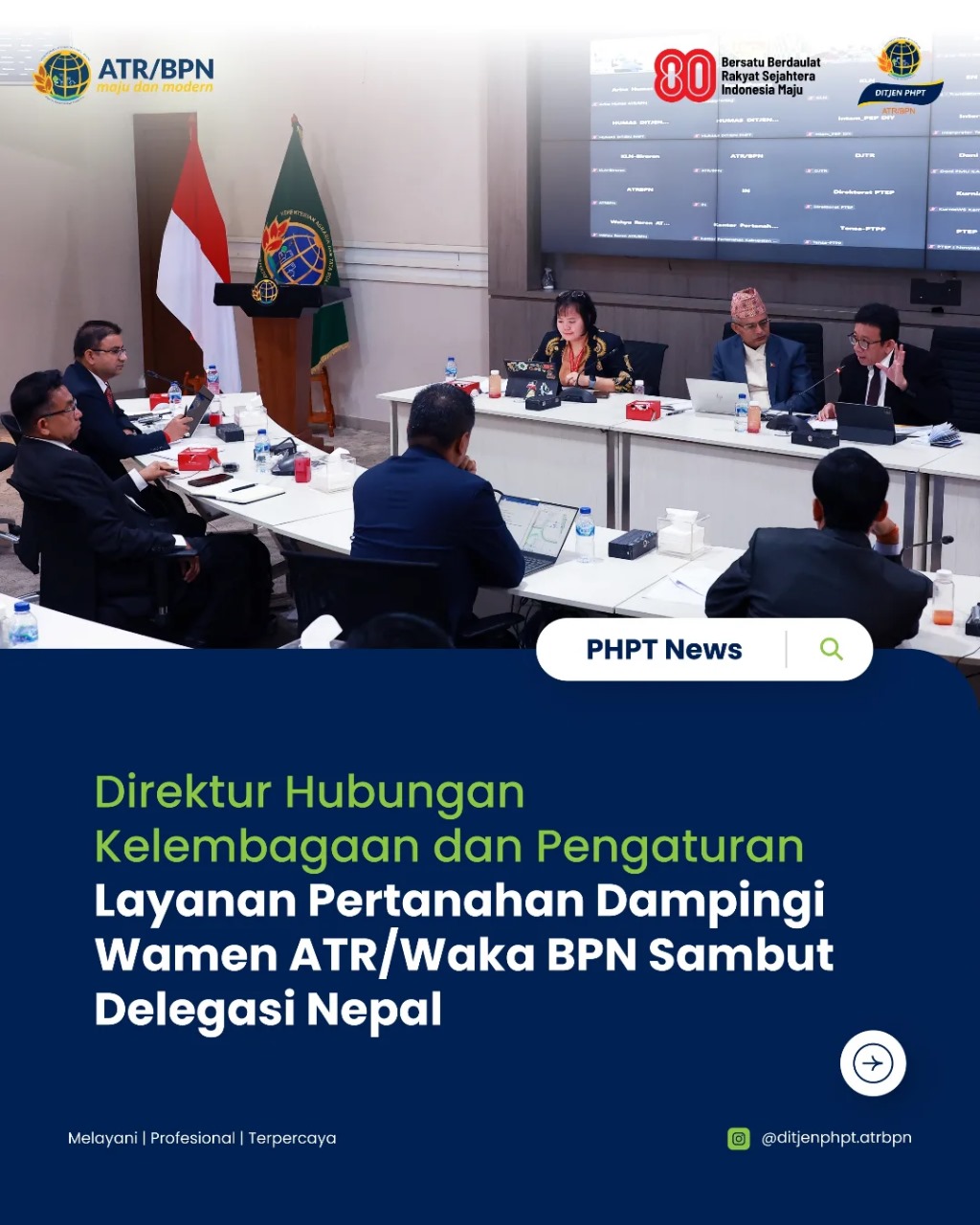 Direktur Hubungan Kelembagaan dan Pengaturan Layanan Pertanahan Dampingi Wamen ATR/Waka BPN Sambut Delegasi Nepal