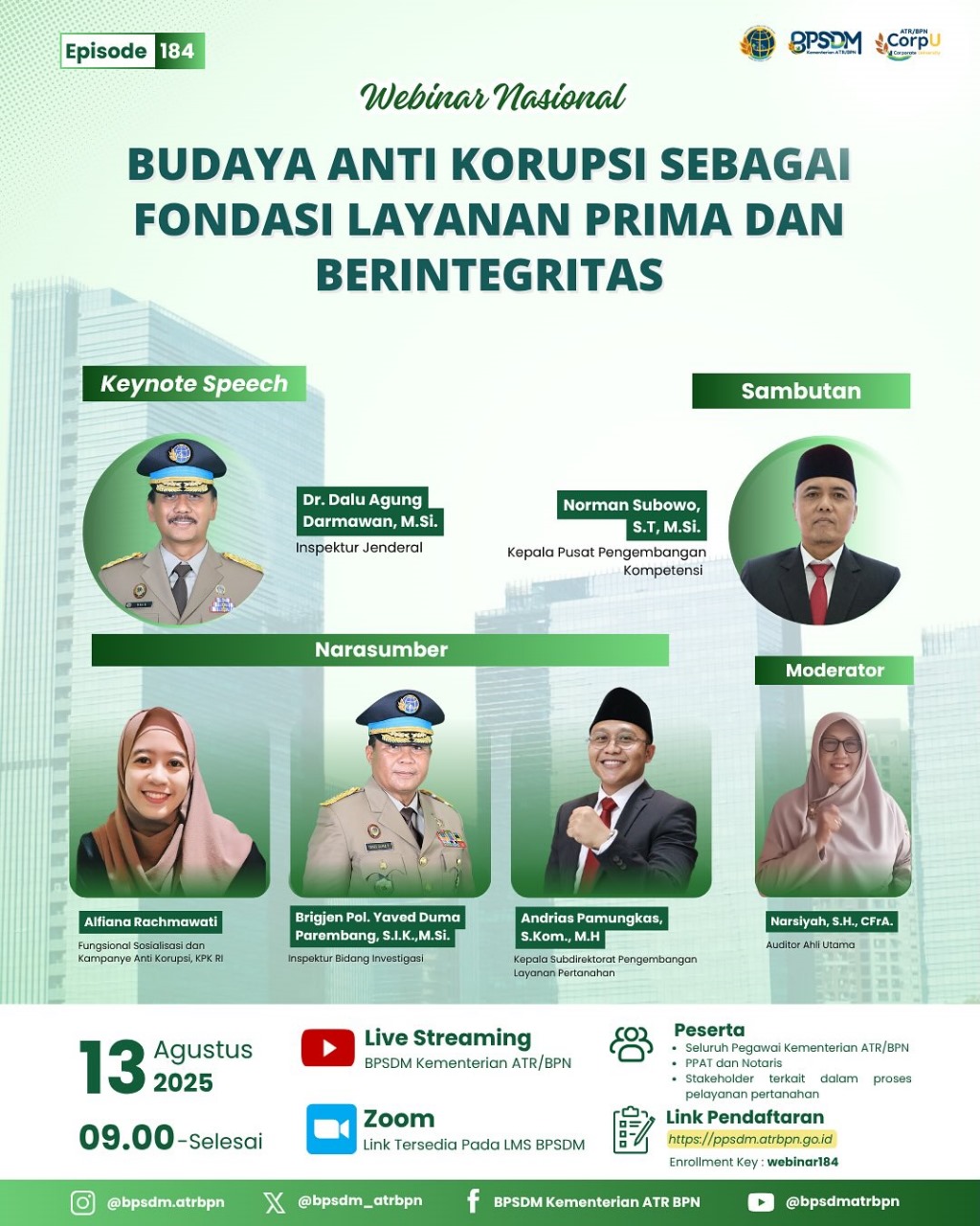 Webinar Nasional Budaya Anti Korupsi Sebagai Fondasi Layanan Prima dan Berintegritas