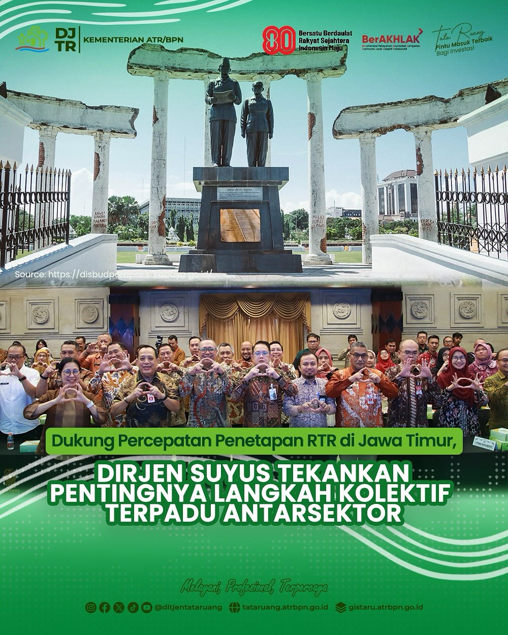 Direktur Jenderal Tata Ruang Kementerian Agraria dan Tata Ruang/Badan Pertanahan Nasional (ATR/BPN), Suyus Windayana, menghadiri Rapat Sinkronisasi Rencana Tata Ruang yang diselenggarakan oleh Pemerintah Provinsi Jawa Timur
