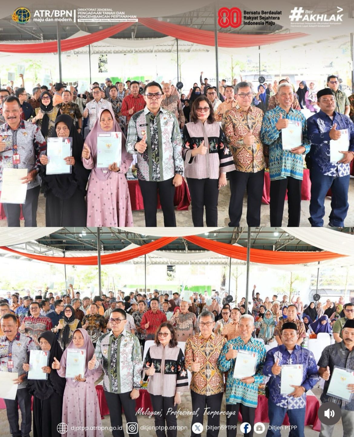 Dirjen PTPP Serahkan Sertipikat Hasil Konsolidasi Tanah dalam Mewujudkan Pemukiman Baru Pasca Kebakaran