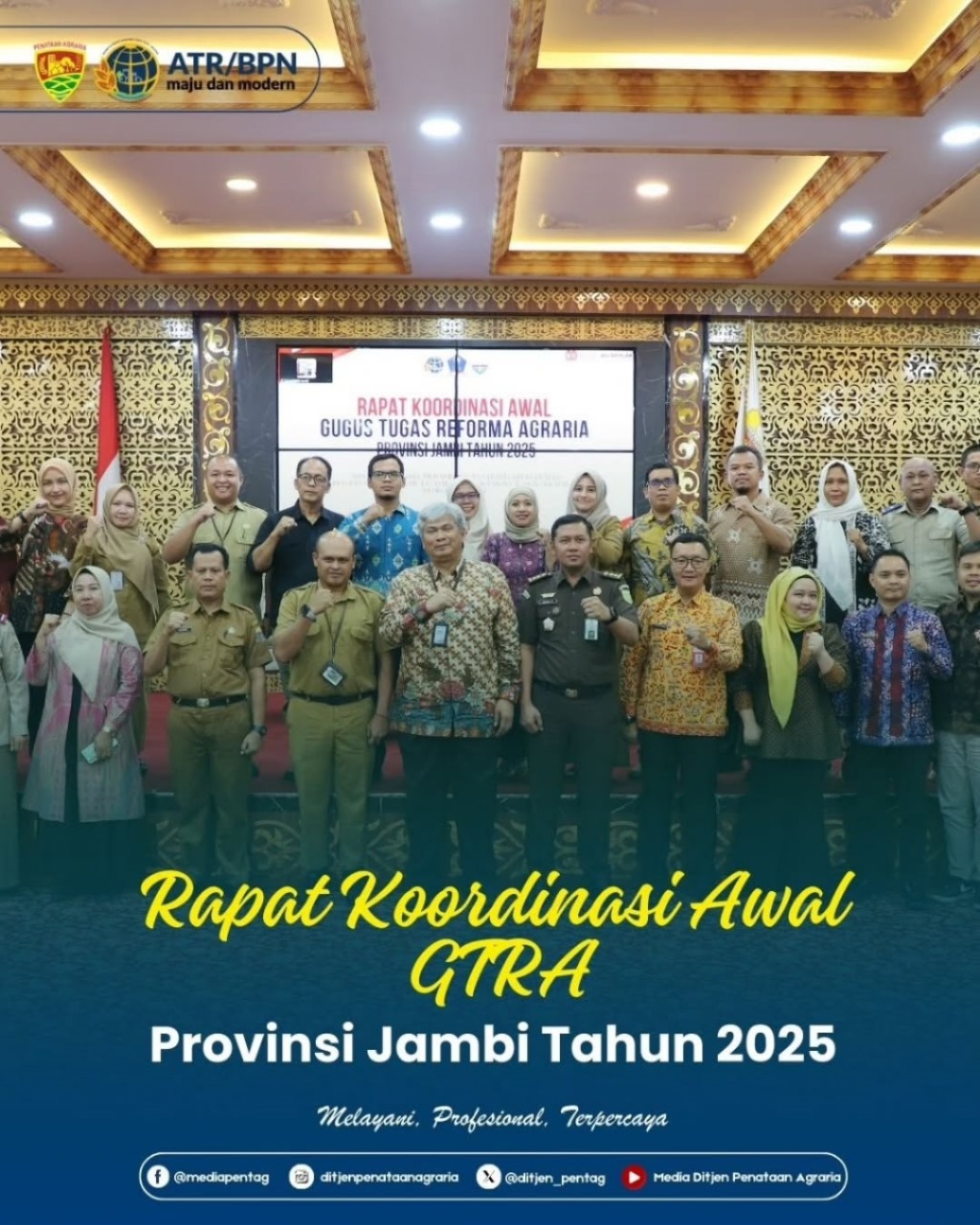 Direktorat Jenderal Penataan Agraria dalam hal ini diwakili oleh Direktur Landreform mengikuti Rapat Koordinasi Awal GTRA Provinsi Jambi Tahun 2025