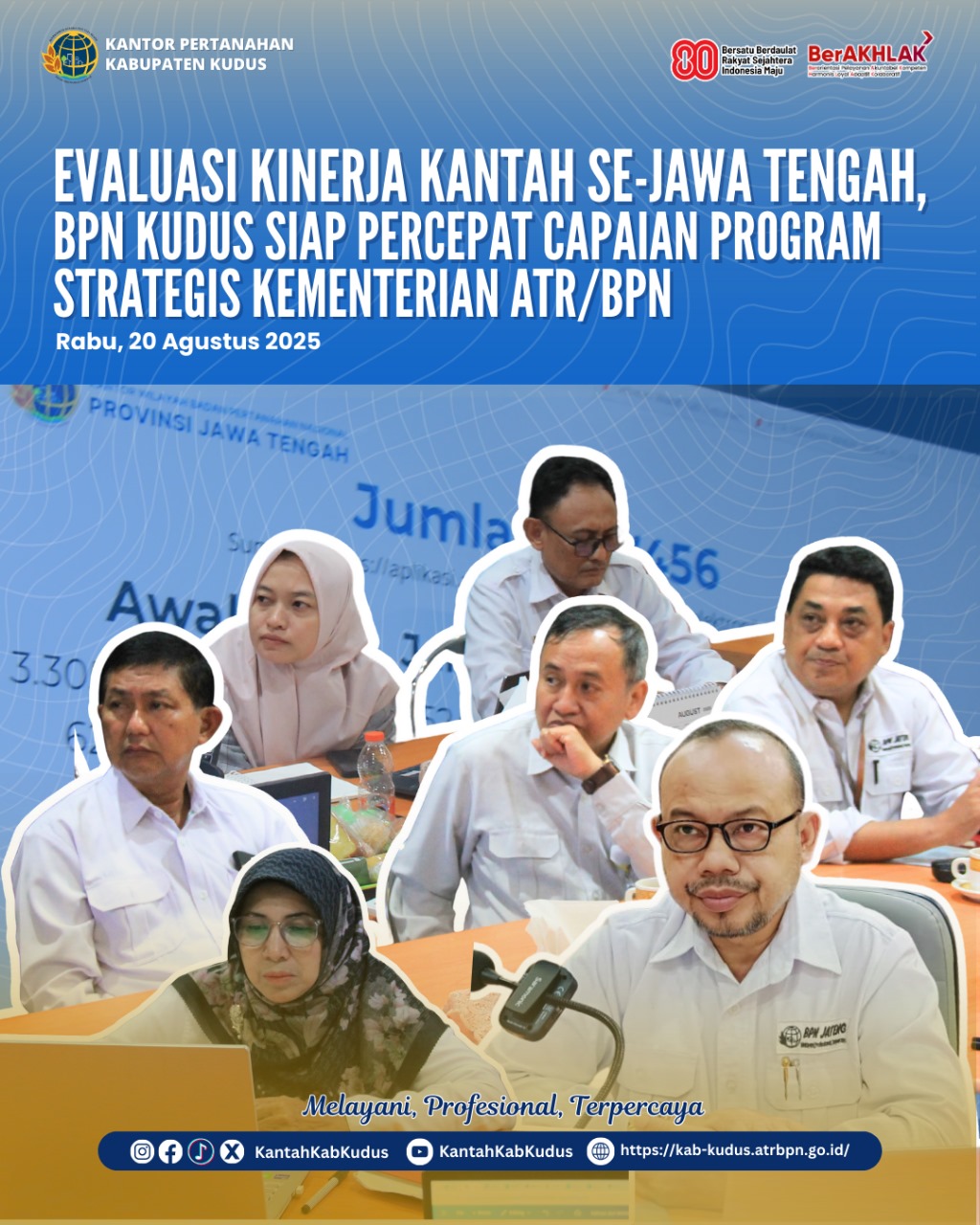 Evaluasi Kinerja Kantah se-Jawa Tengah, BPN Kudus Siap Percepat capaian Program Strategis kementerian ATR/BPN