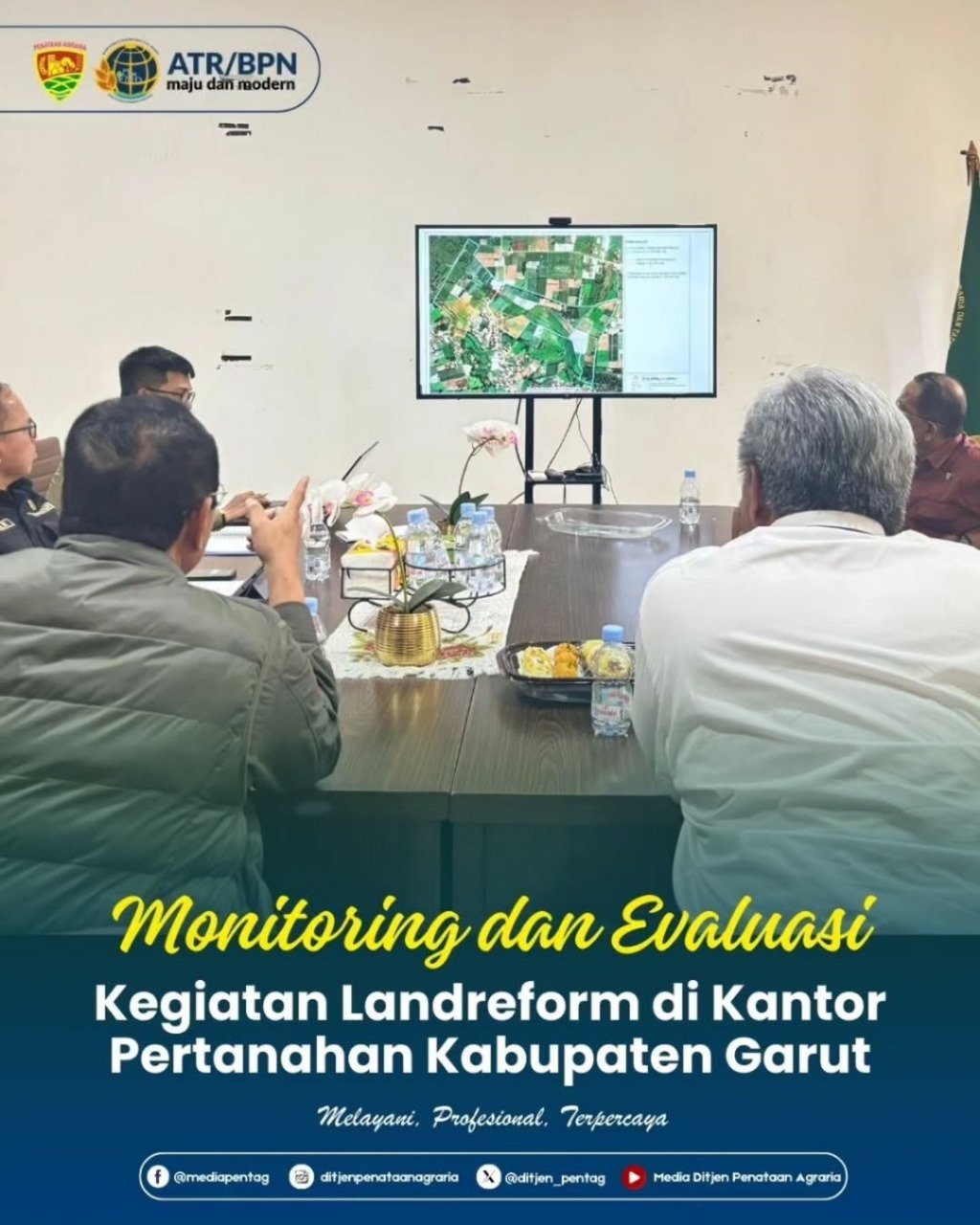 Monitoring dan Evaluasi Kegiatan Landreform di Kantor Pertanahan Kabupaten Garut dipimpin oleh Direktur Landreform yang didampingi oleh Kepala Subdirektorat P5T