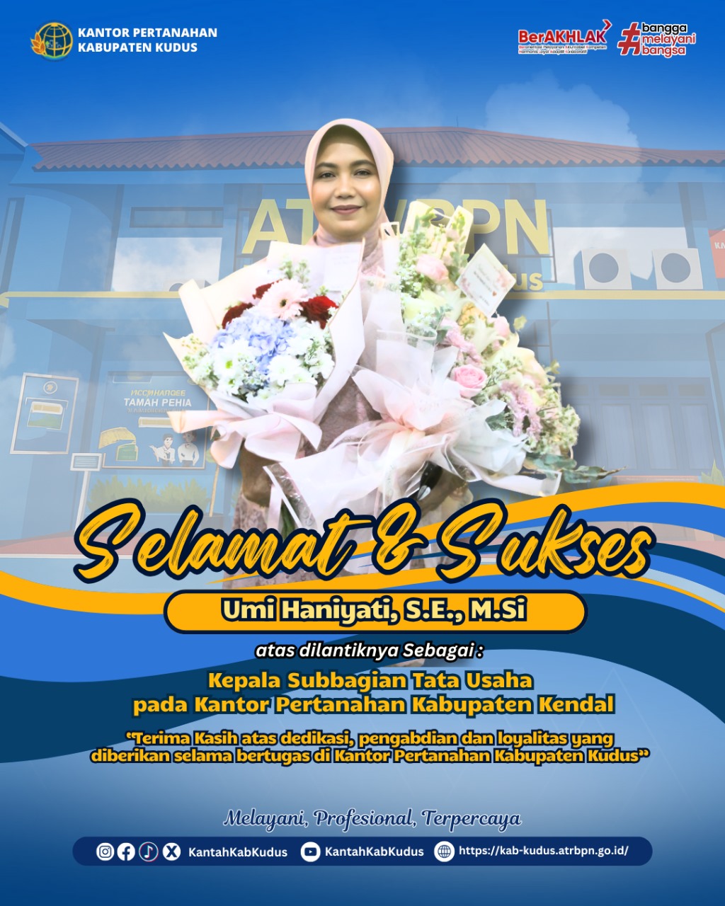 Selamat Atas dilantiknya Umi Haniyati, S.E., M.Si sebagai Kepala Subbagian Tata Usaha Kabupaten Kendal