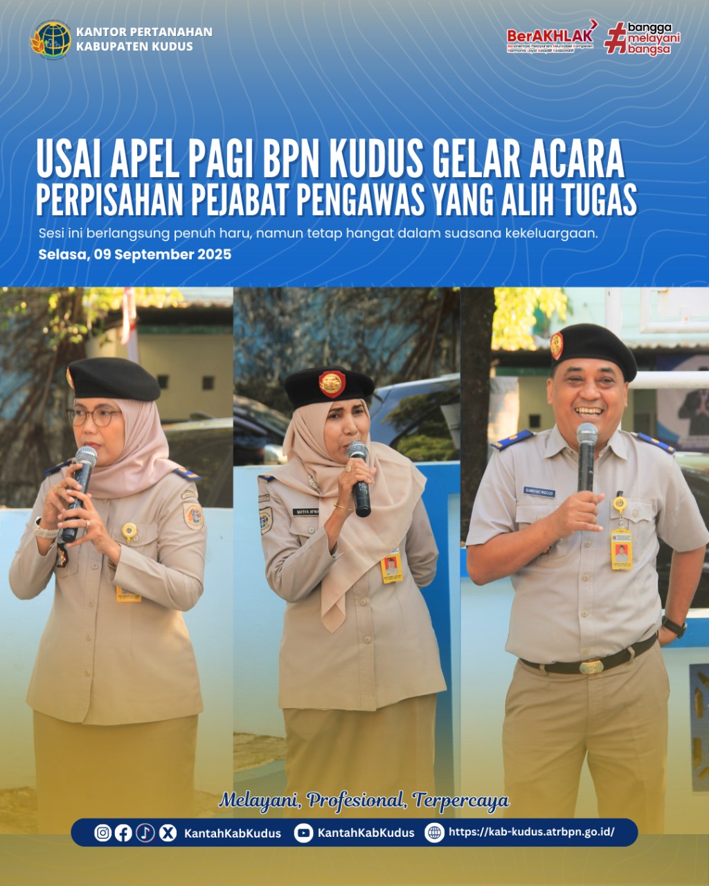 Kantor Pertanahan Kabupaten Kudus Gelar Acara Perpisahan Pejabat Pengawas yang Alih Tugas