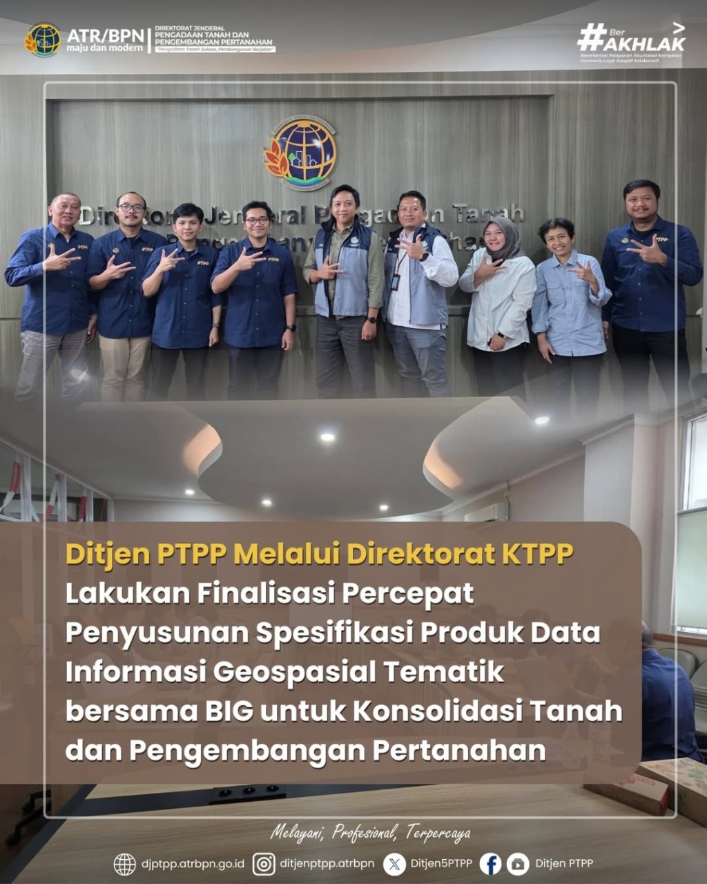 Direktorat Jenderal Pengadaan Tanah dan Pengembangan Pertanahan (Ditjen PTPP) Kementerian ATR/BPN selenggarakan rapat koordinasi teknis penyusunan Spesifikasi Produk Data (SPD) Informasi Geospasial Tematik (IGT) Pertanahan dan Ruang