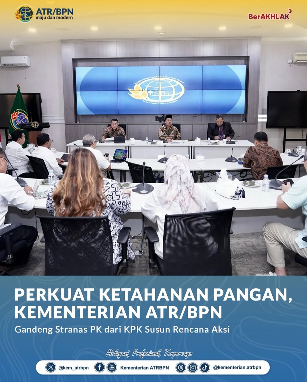 Perkuat Ketahanan Pangan Kementerian ATR/BPN Gandeng Stranas PK dari KPK Susun Rencana Aksi