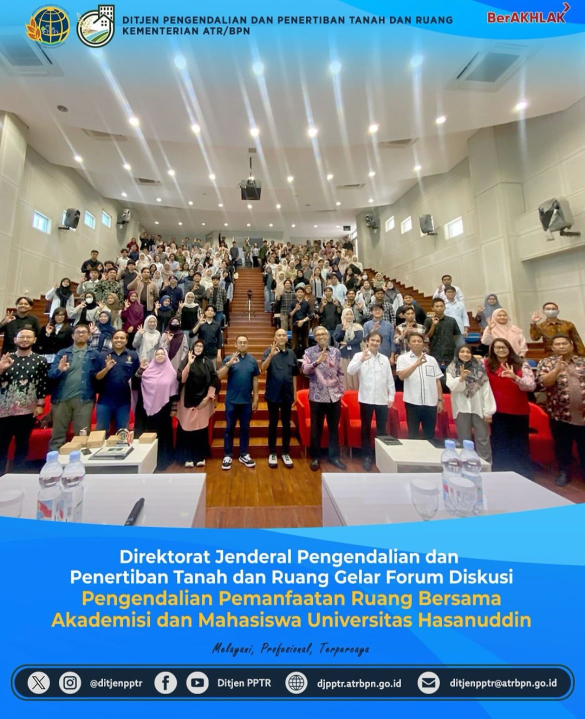 Direktorat Jenderal Pengendalian dan Penertiban Tanah dan Ruang Gelar Forum Diskusi Pengendalian Pemanfaatan Ruang Bersama Akademisi dan Mahasiswa Universitas Hasanudin