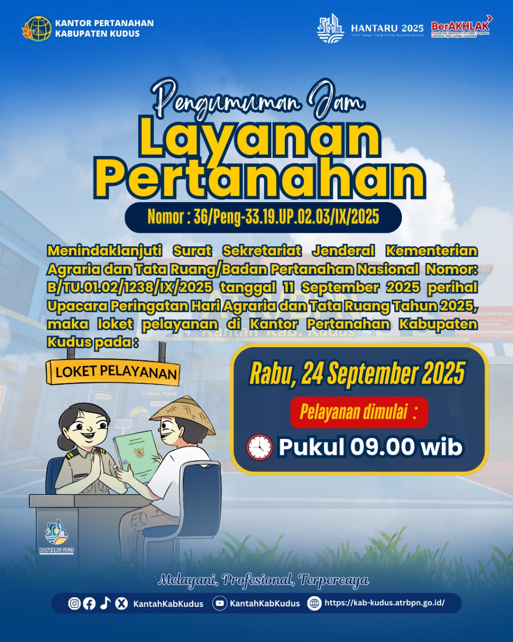 Pengumuman Pelayanan Kantor Pertanahan Kabupaten Kudus