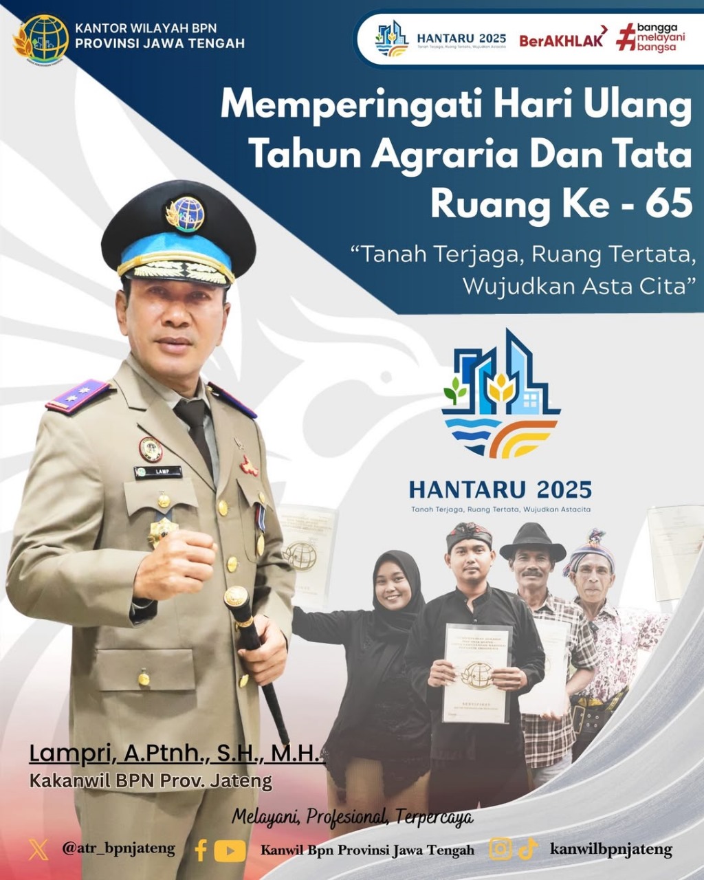 Kanwil BPN Jawa Tengah Ucapkan Selamat Memperingati HANTARU 2025