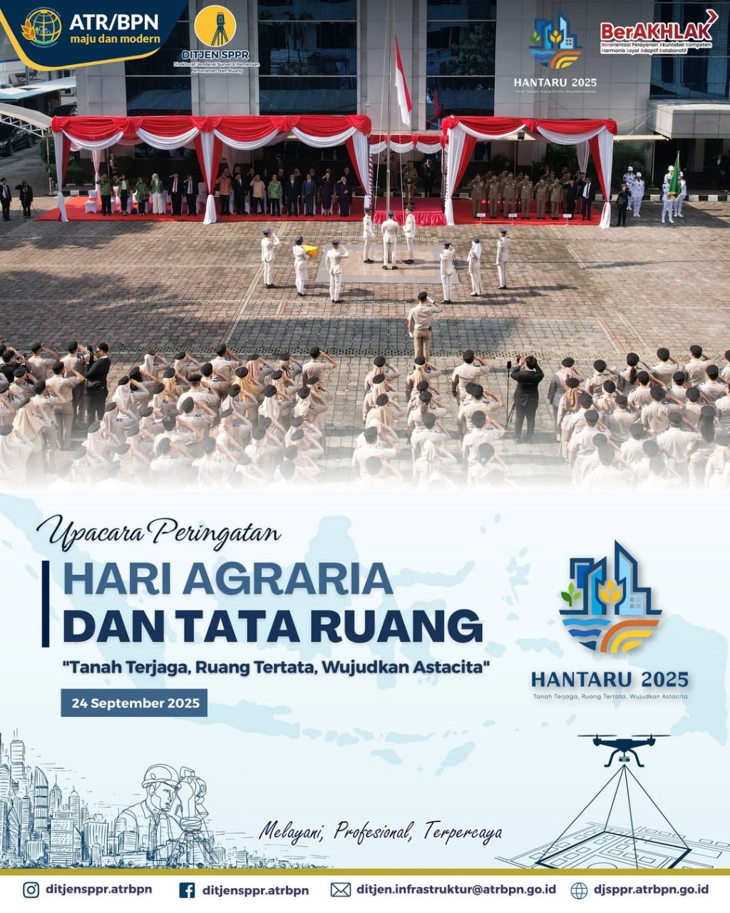 Ditjen SPPR Ikuti upacara peringatan Hari Agraria dan Tata Ruang (HANTARU) 2025